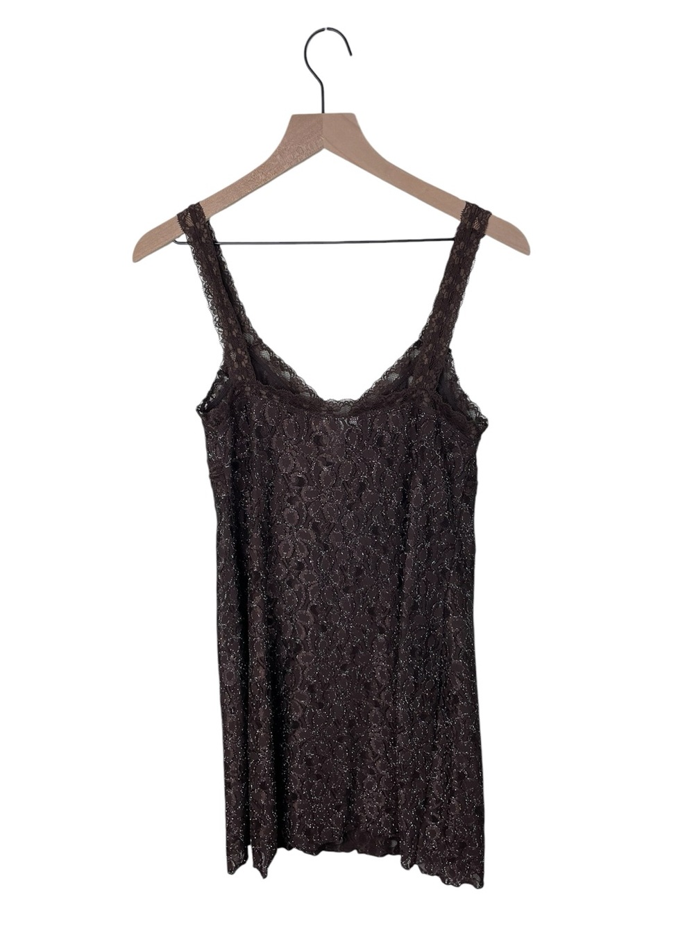 Vintage Y2K Morgan Taylor Intimates Brown Glitter Babydoll Slip Dress Fairycore - Picture 11 of 11